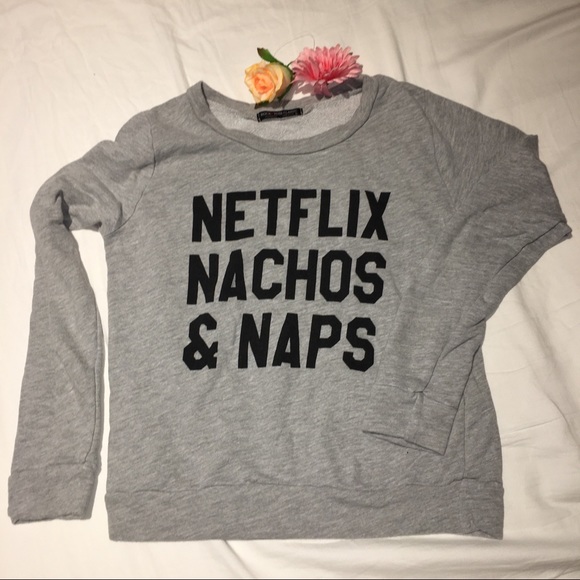 Tops - Netflix Nachos Naps Grey Sweatshirt